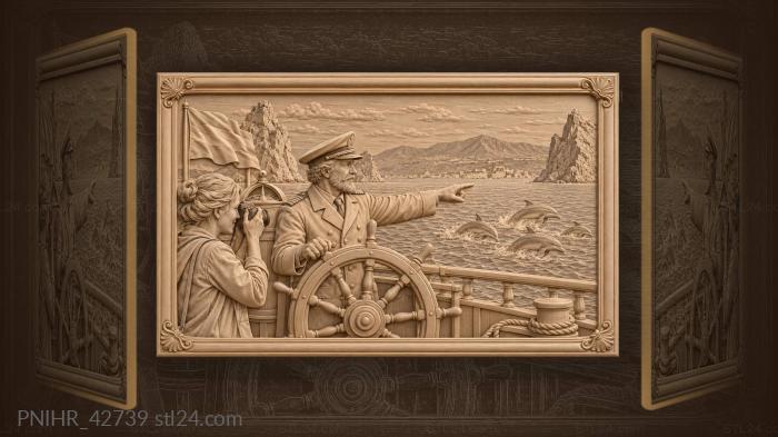 Captain steers past hercules dolphins 3d STL model
