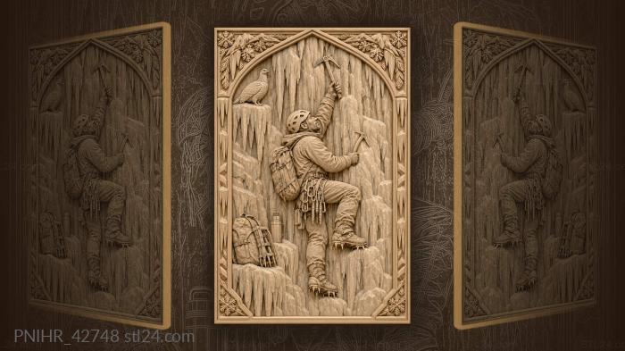 Ice climber at frozen waterfall 3d STL model
