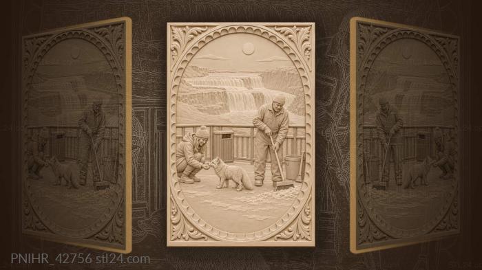 Gullfoss waterfall arctic fox caretaker 3d STL model