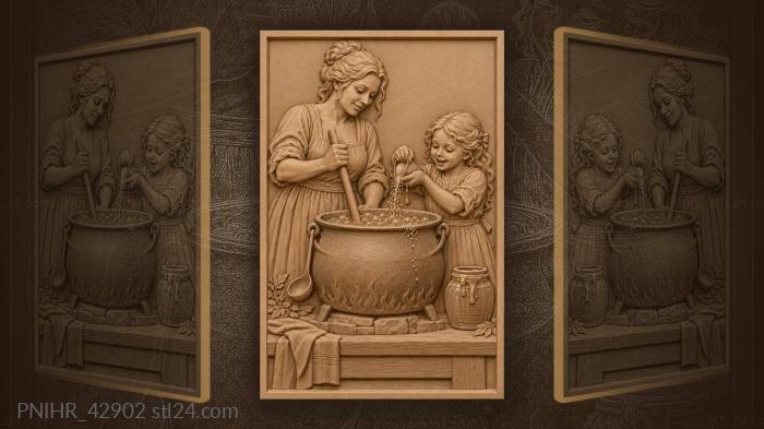 Mother and daughter make jam 3d STL model