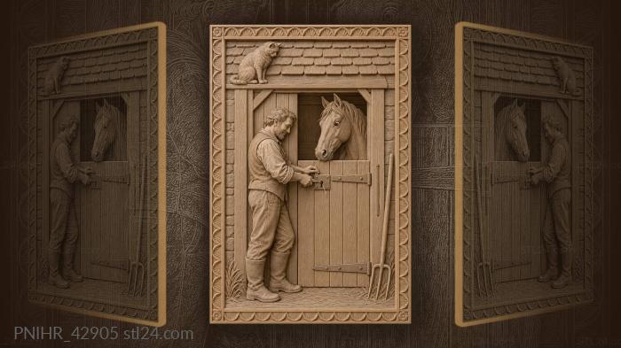Groom opens the stable door 3d STL model
