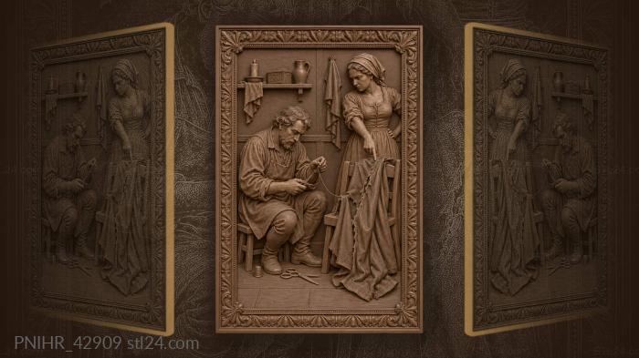 Wife directs tailor toward ripped seam 3d STL model
