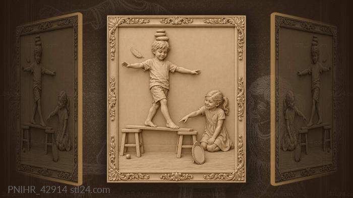 Walking a plank with stones overhead 3d STL model