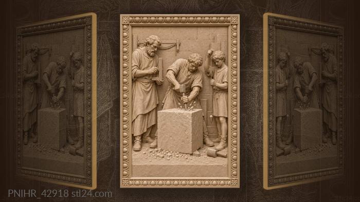Stonecutter crafting perfect cubic form 3d STL model