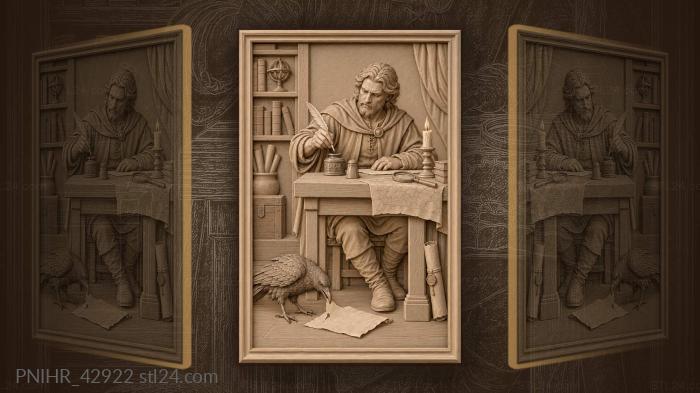 Scribe raven candle ancient writings 3d STL model