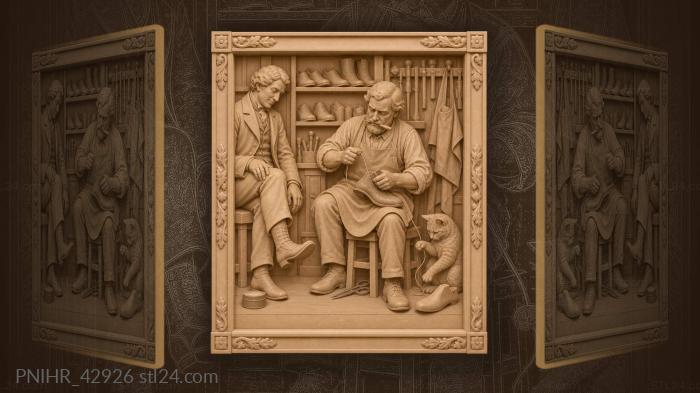 Customer tests boot while shoemaker keeps sewing 3d STL model
