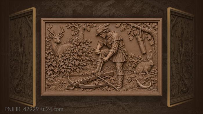 Horn on the ground beside a crouching hare 3d STL model