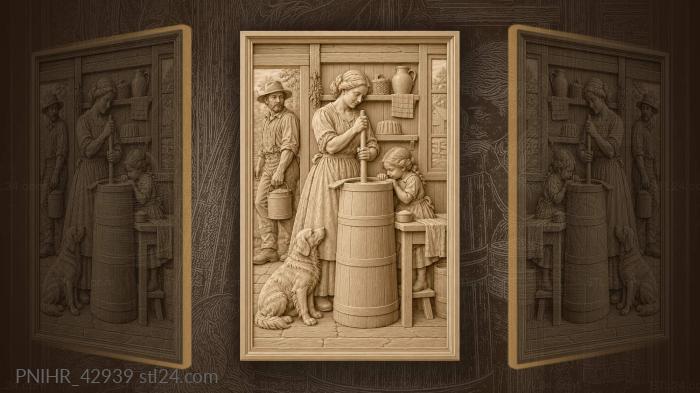 Child peeking through the churn lid hole 3d STL model