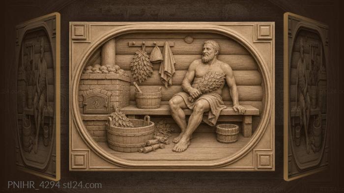 Rustic russian banya warm interior 3d STL model