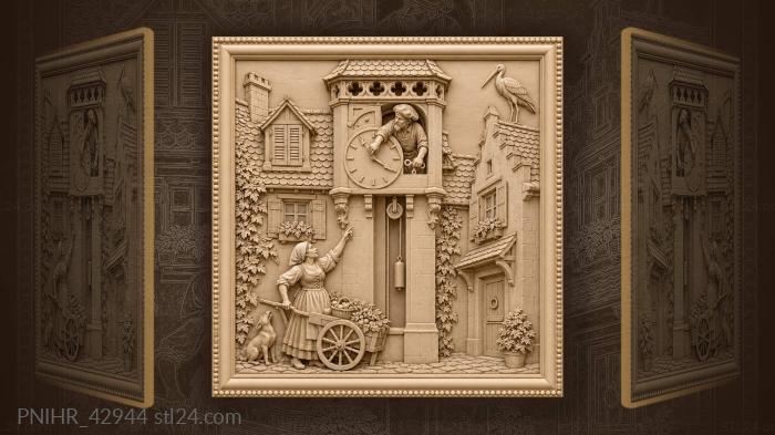 Stork waits while clockmaker halts tower hands 3d STL model