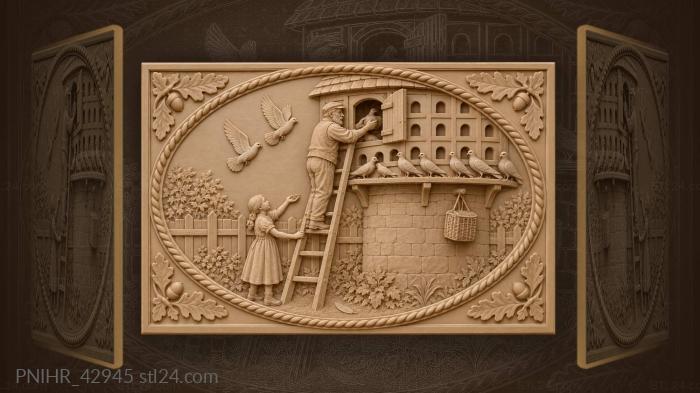 Dovecote tower old man girl 3d STL model