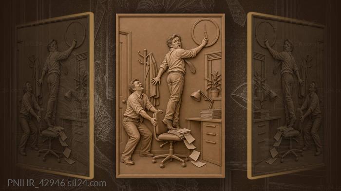 Office closing time weary employee 3d STL model