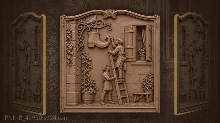 Boot sign painter street scene 3d STL model