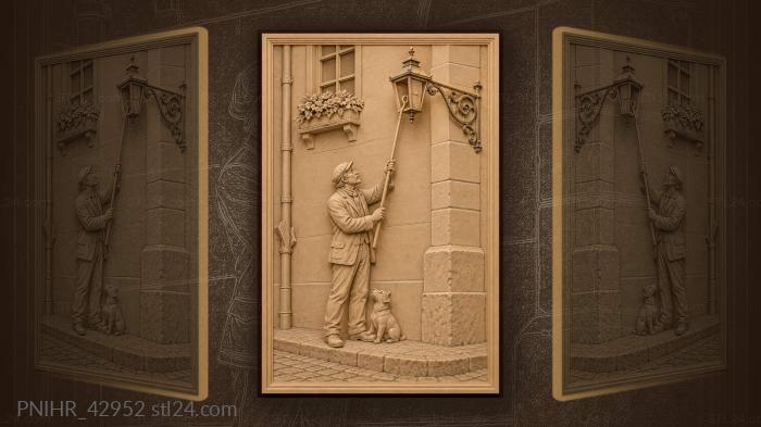 Lamplighter with dog at corner 3d STL model