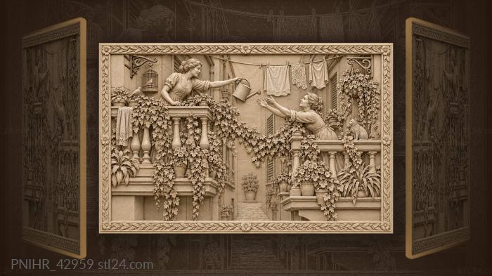 Neighbour passes water above the narrow street 3d STL model