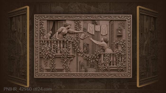 Residents reach across blossoms and washing lines 3d STL model