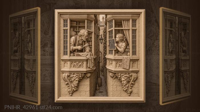 Tailor and girl across a narrow lane 3d STL model