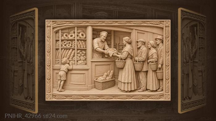 Bakery storefront with eager customers 3d STL model