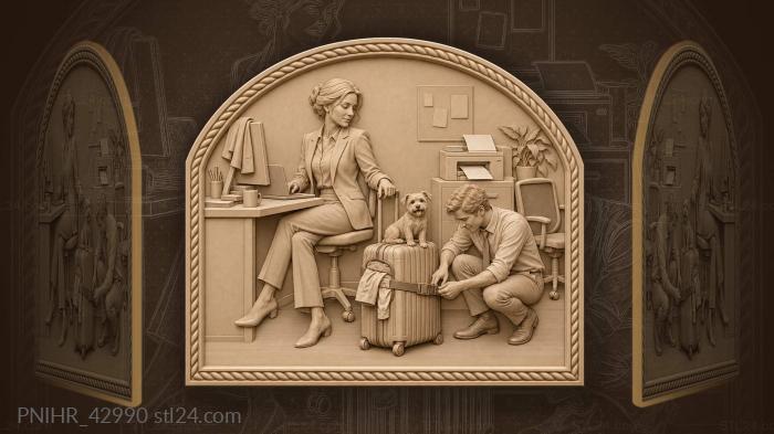 Manager types while colleague packs 3d STL model
