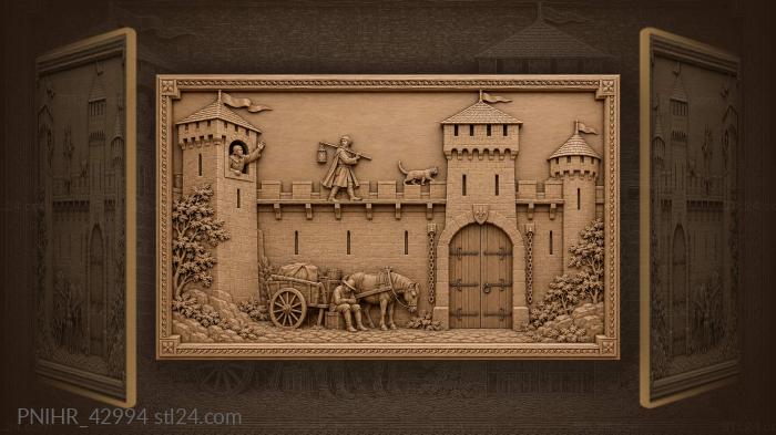 Fortress wall with night watchmen 3d STL model