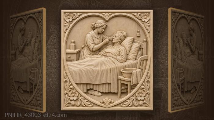 Caregiver gives medicine to patient 3d STL model