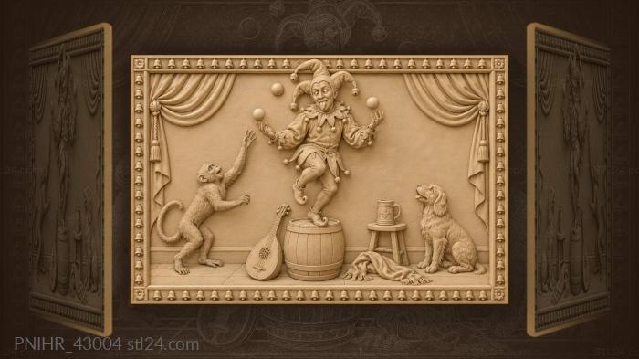 Jester juggles for monkey and dog 3d STL model