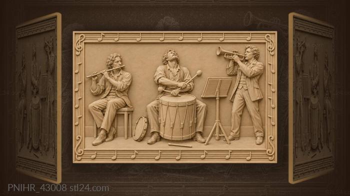Ensemble performs music as trio 3d STL model