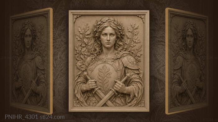 Warrior woman with leafy crown 3d STL model