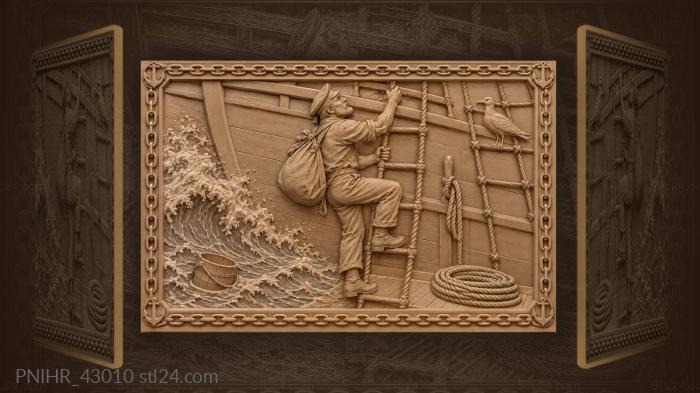 Sailor climbs a rope ladder 3d STL model