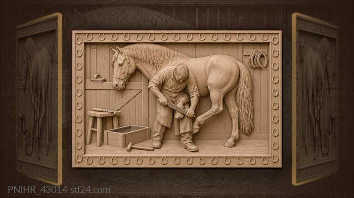Farrier shoes a horse in stable 3d STL model
