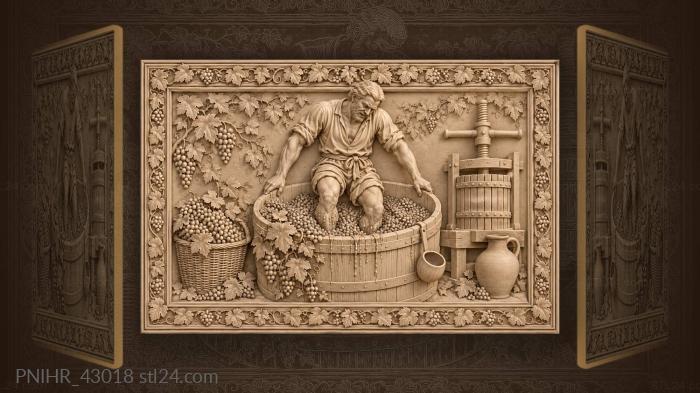 Winemaker crushes grapes in a vat 3d STL model