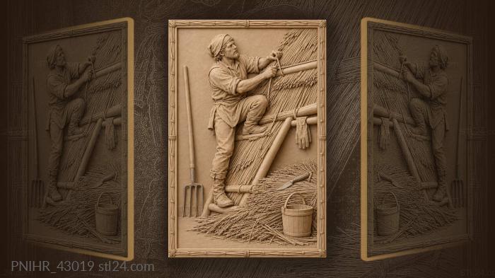 Thatcher binds a reed roof 3d STL model