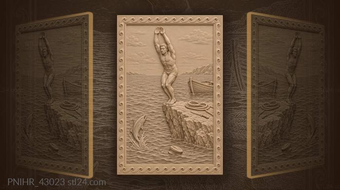 Diver leaps from a seaside pier 3d STL model