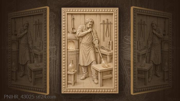 Glassblower shapes a glass vessel 3d STL model