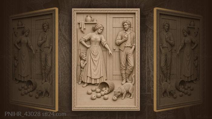 Husband hides bitten apple from wife 3d STL model