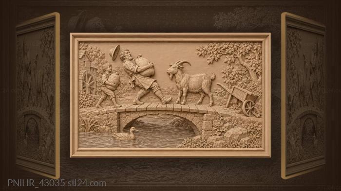 Goat halts flour carrier above swimming duck 3d STL model