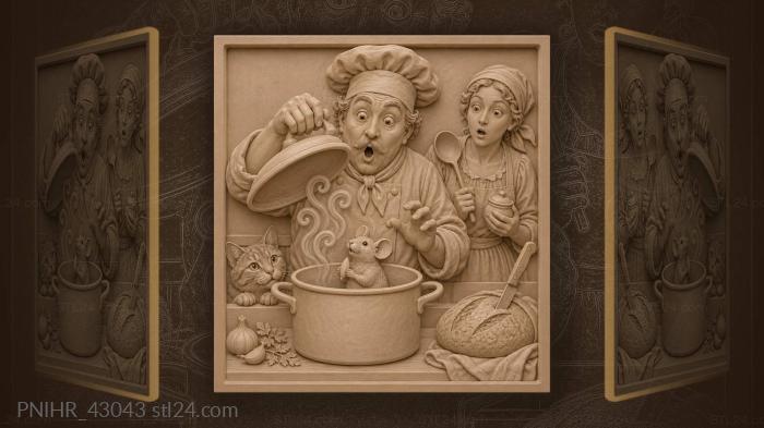Cook mouse steam kitchen scene 3d STL model
