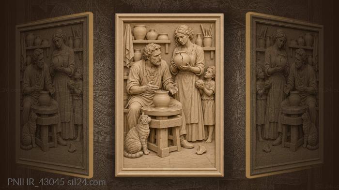 Woman brings a cracked pot back 3d STL model