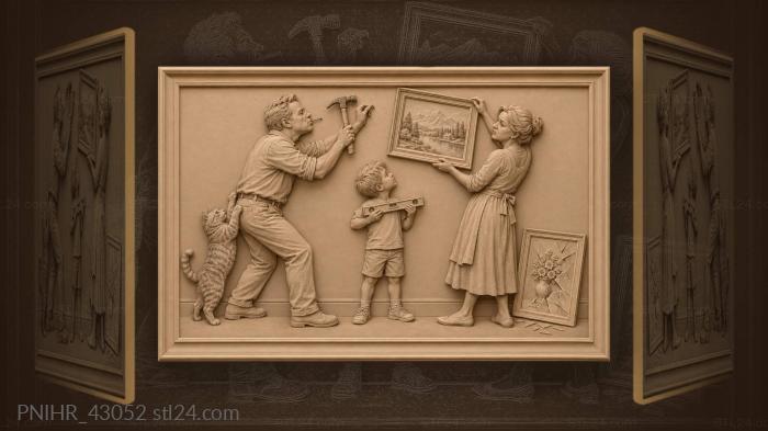Family chaos hanging pictures 3d STL model