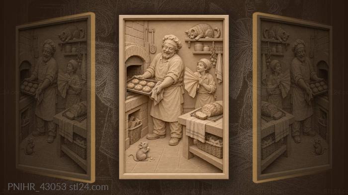 Baker oven mouse apprentice cat 3d STL model