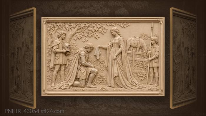 Knight’s devotion medieval romance scene 3d STL model