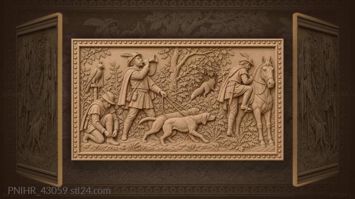 Hounds pull hunter toward fox thicket 3d STL model