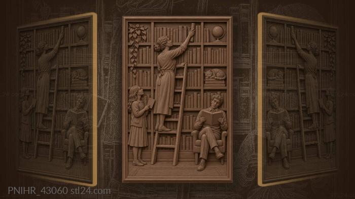 Bookshelves readers cat and glasses 3d STL model