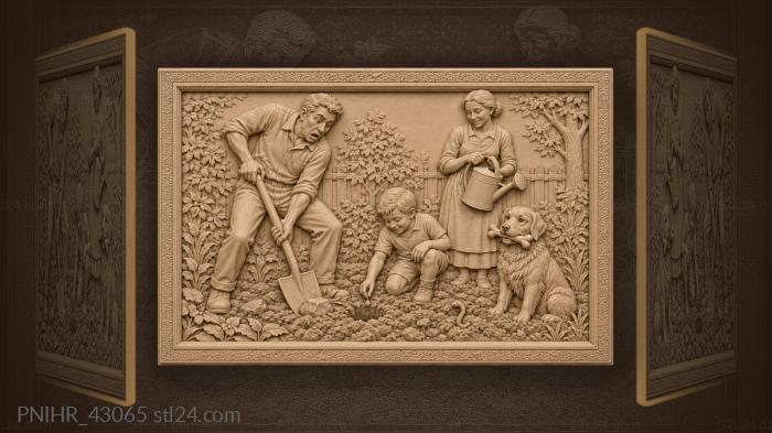 Family planting a garden together 3d STL model