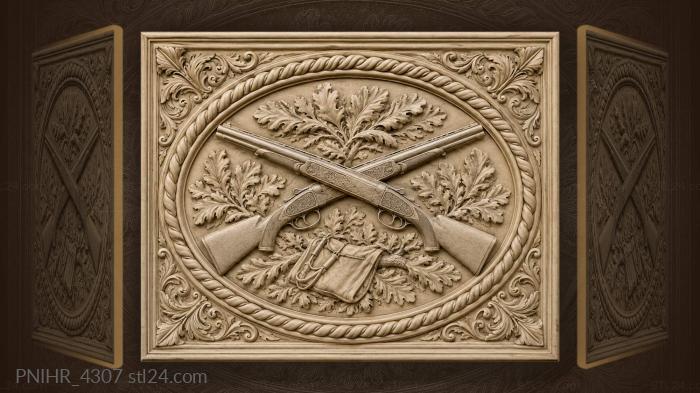 Crossed shotguns hunting rope frame 3d STL model