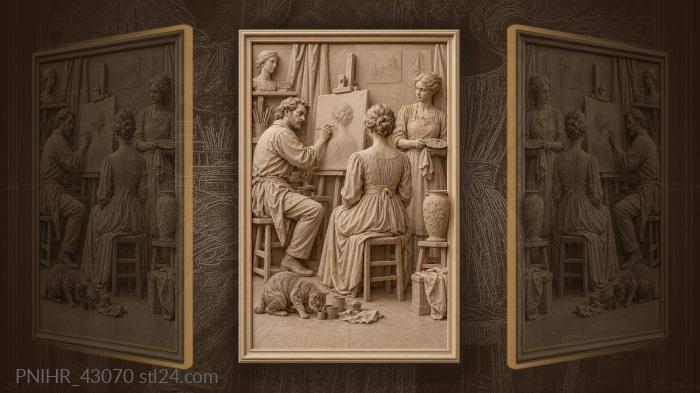 Assistant hands artist palette and brush 3d STL model