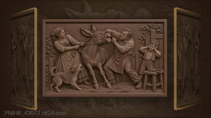 Donkey resists extraction as the dog barks 3d STL model