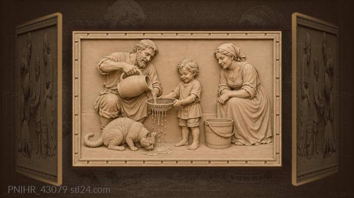 Child catches water beneath sieve 3d STL model