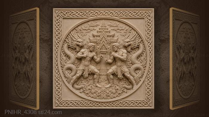Warriors dragons ancient temple struggle 3d STL model