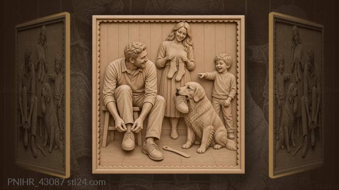 Playful dog steals mans other shoe 3d STL model